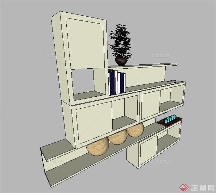 某室内现代风格置物柜设计SU模型