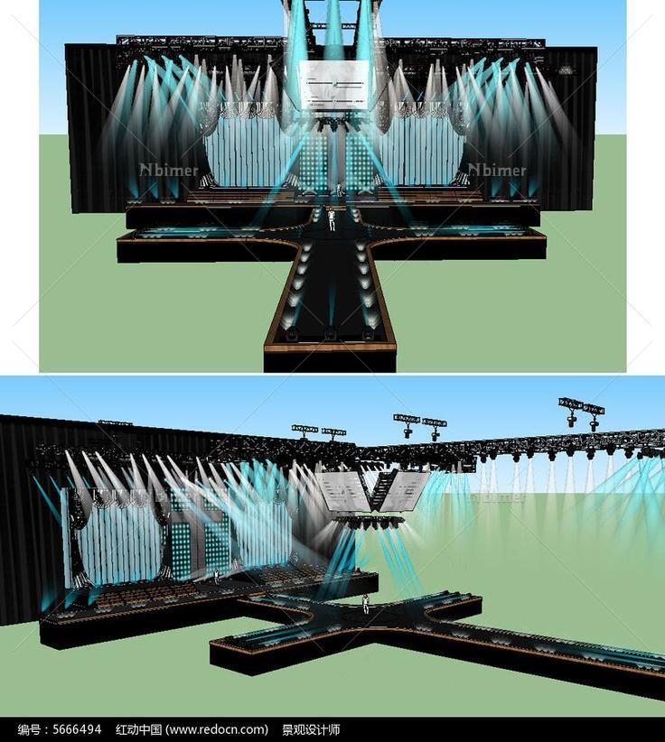 舞台舞美背景设计SU草图大师skp模型