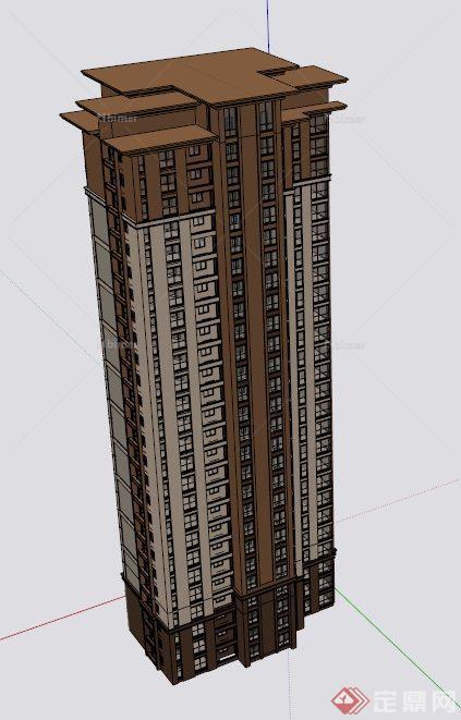 某栋高层新古典住宅建筑设计SU模型