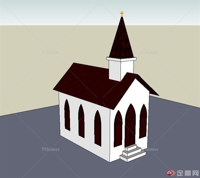 某英式风格小教堂建筑设计su模型[原创]