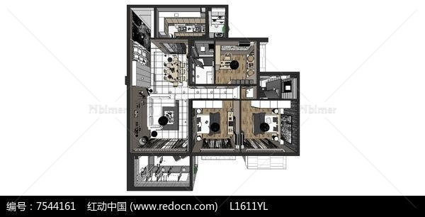 简欧家装SU模型