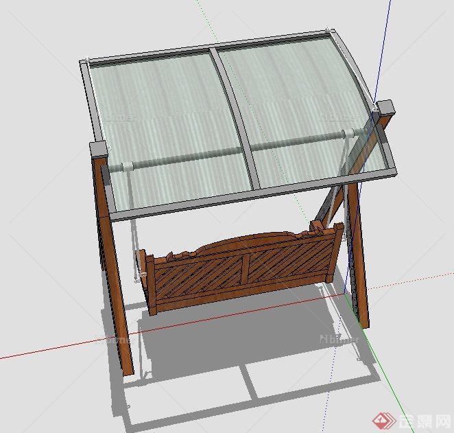 室外玻璃廊架秋千椅设计SU模型[原创]