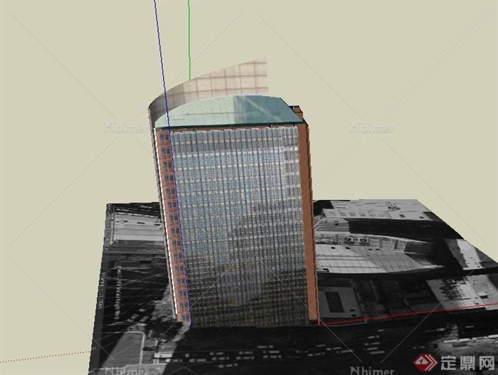 某弧形电信大厦建筑设计SU模型
