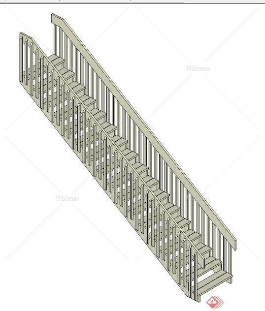 现代风格栏杆、标志、楼梯su模型