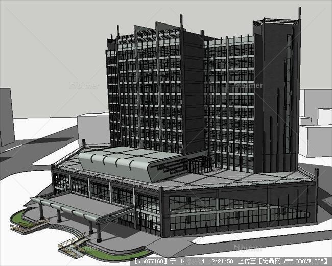 现代简约酒店建筑方案SU精致设计模型