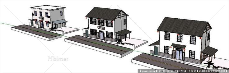 三个农村别墅的小房子SU模型