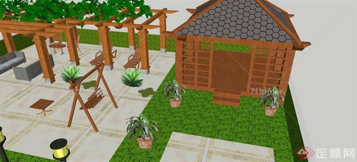 小型屋顶花园设计方案su模型