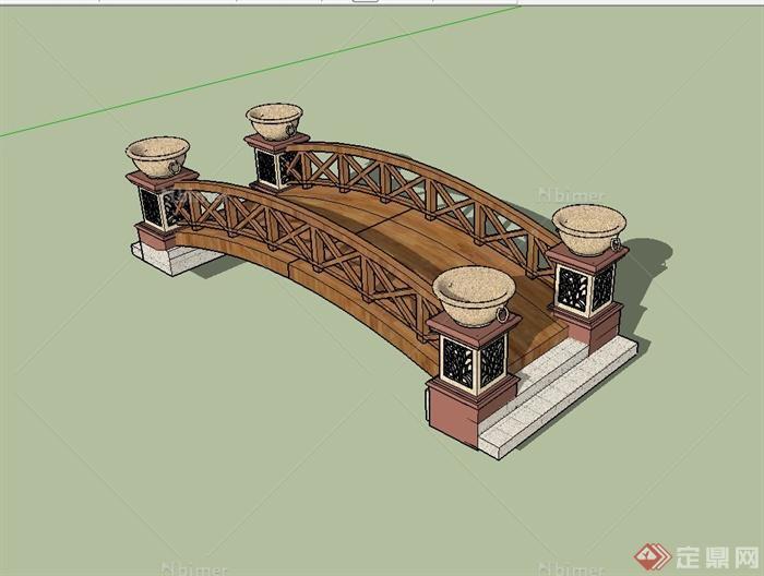 现代风格木桥园桥设计su模型[原创]