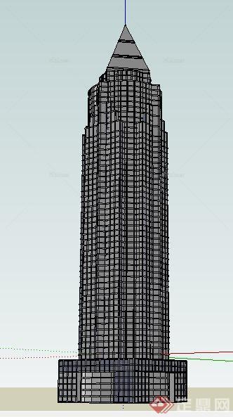 现代风格尖顶酒店建筑设计Su模型[原创]