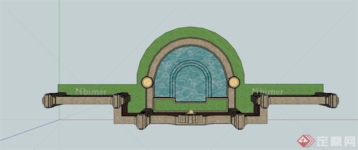 某欧式入口景墙水池SU模型