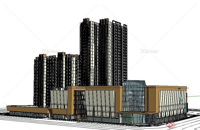 现代风格高层商住建筑设计方案（含CAD、SU、效果
