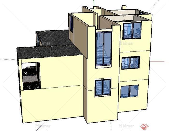三层住宅别墅建筑设计su模型