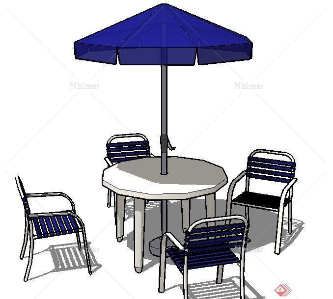 一套景观伞桌椅SU模型素材