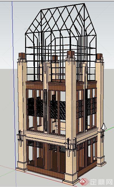 新古典景观塔设计su模型