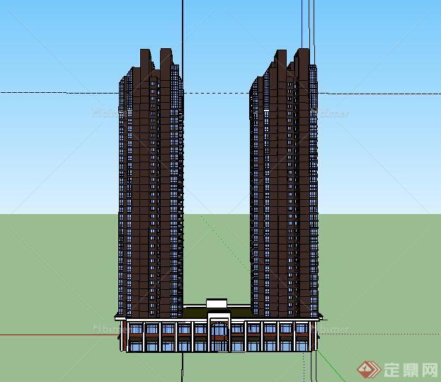 某高层住宅楼设计SU模型（含商铺）