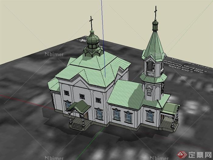 欧式精致详细教堂展览建筑设计su模型[原创]