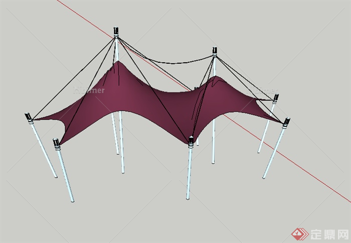 某园林景观张拉膜设计SU模型素材