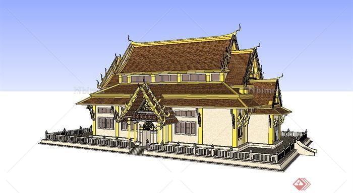 泰国庙宇建筑设计su模型