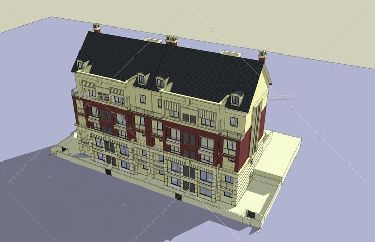 欧式多层花园洋房(46383)su模型下载