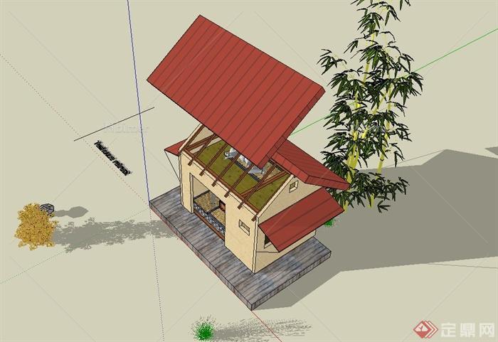 某日式风格两层小住宅楼建筑设计su模型[原创]