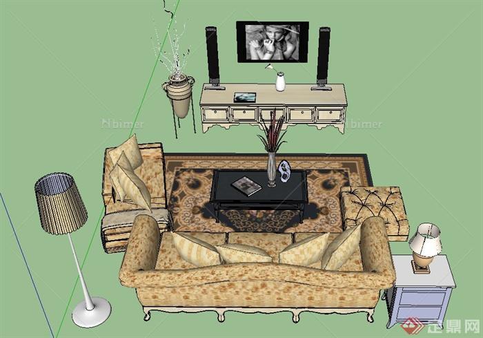 某欧式风格室内沙发组合设计SU模型
