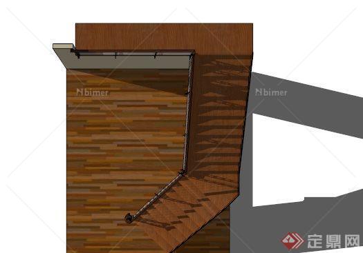 室内木质楼梯设计SU模型[原创]