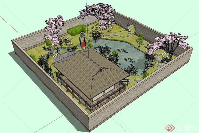某中式庭院花园su模型设计[原创]
