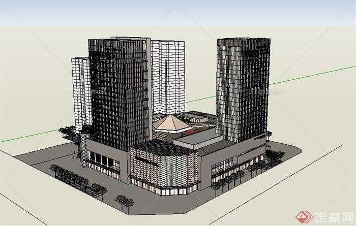 现代某商业建筑设计SU模型