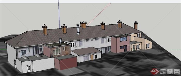 某两层乡村商住房建筑设计SU模型