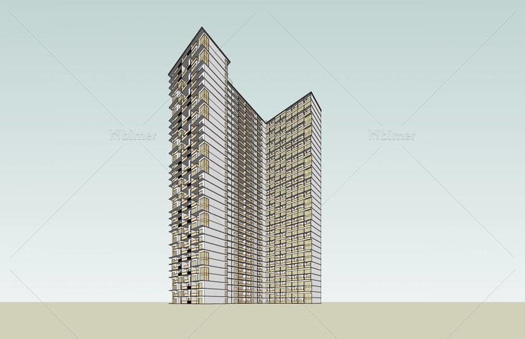 现代高层住宅楼(38516)su模型下载