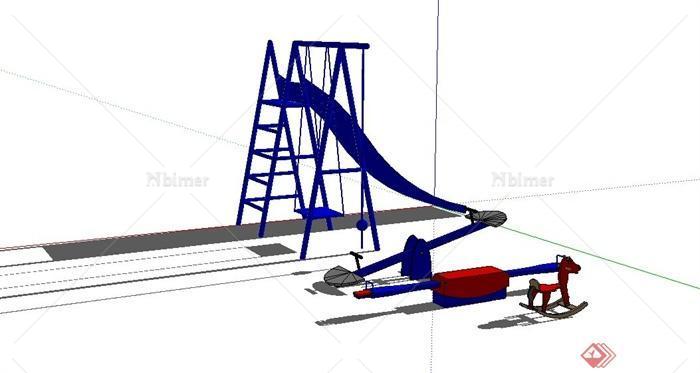 儿童游乐设施设计su模型（含跷跷板、滑梯）[原创
