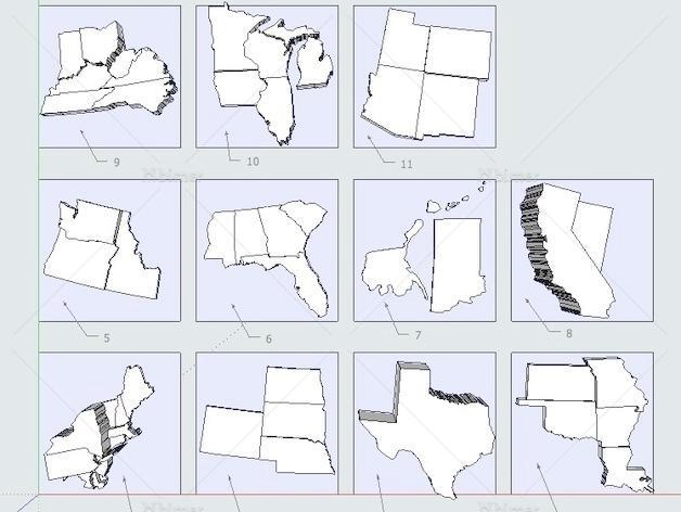 美国选举地图3D/VR素材免费下载_格式:stl