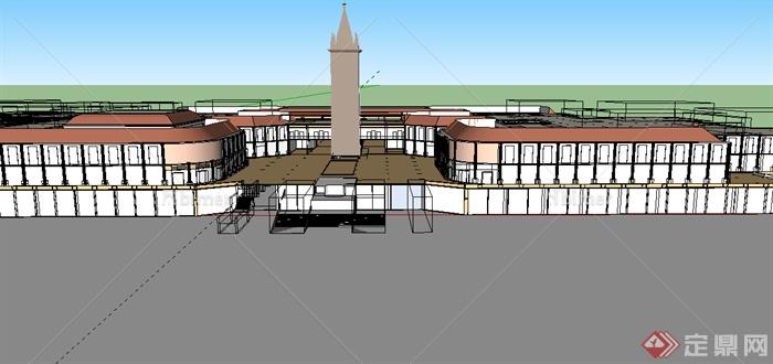 某欧式商业广场建筑设计SU模型素材