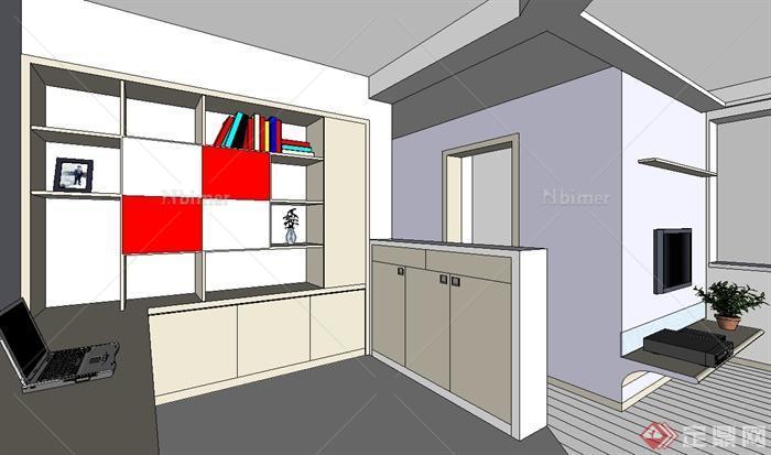 现代风格简单的室内住宅空间设计SU模型[原创]