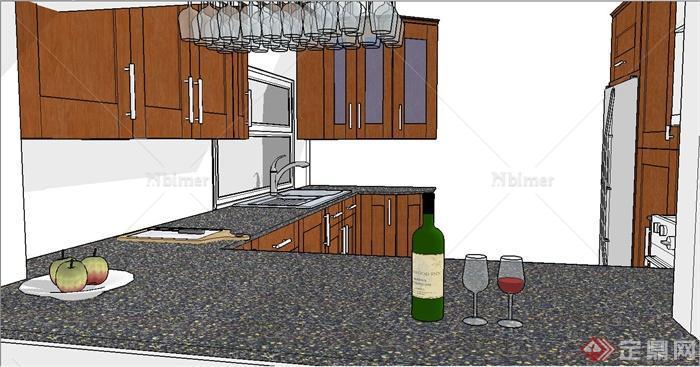 某现代住宅室内厨房造型设计SU模型