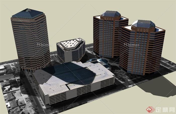 凤凰广场公寓酒店建筑设计SU模型