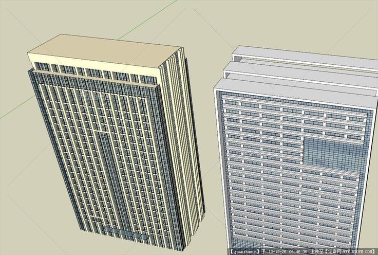 两个现代风格办公楼模型SU
