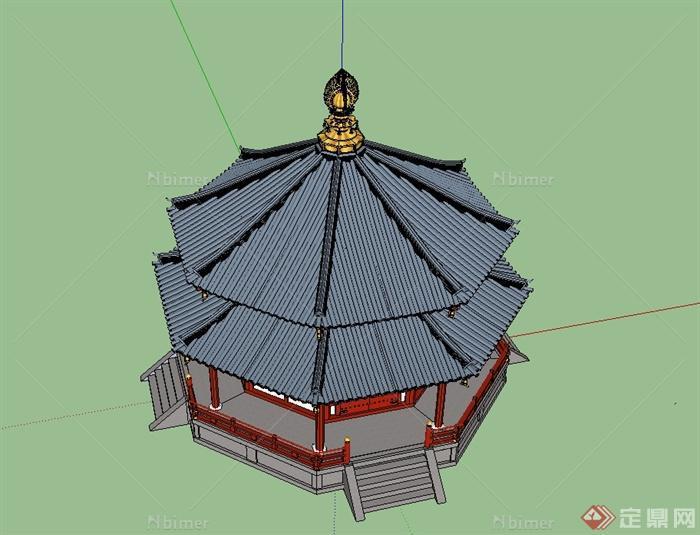 中国古典中式风格独特详细旅游建筑su模型[原创]