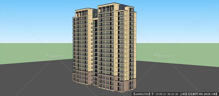Sketch Up 精品模型---新古典风格板式高层住宅单