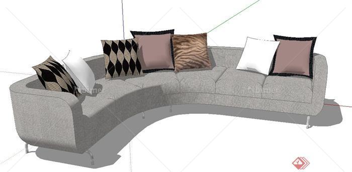 现代简约转角沙发设计su模型