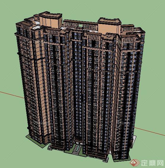 现代新古典高层住宅楼建筑设计su模型[原创]