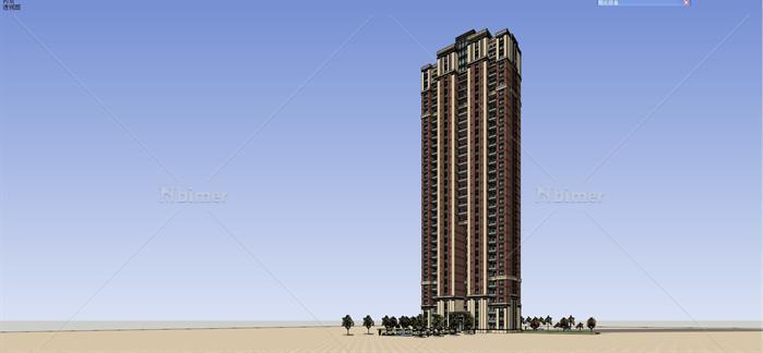 某简欧风格高层小高层住宅楼建筑方案设计SU模型