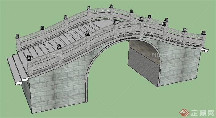 园林景观中式风格园桥设计su模型