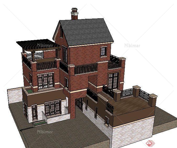某新古典三层别墅住宅建筑设计su模型