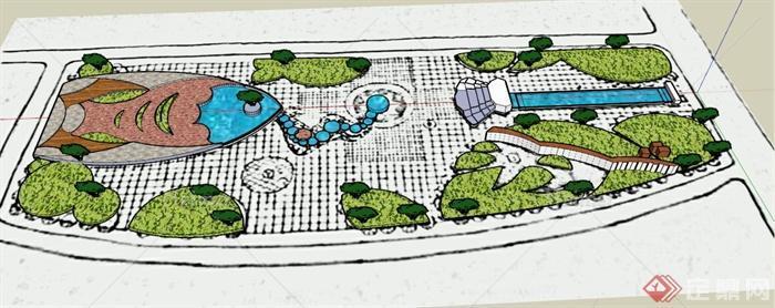某广场深处一景规划设计SU模型