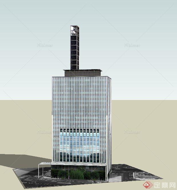 某现代风格电信办公楼建筑设计SU模型