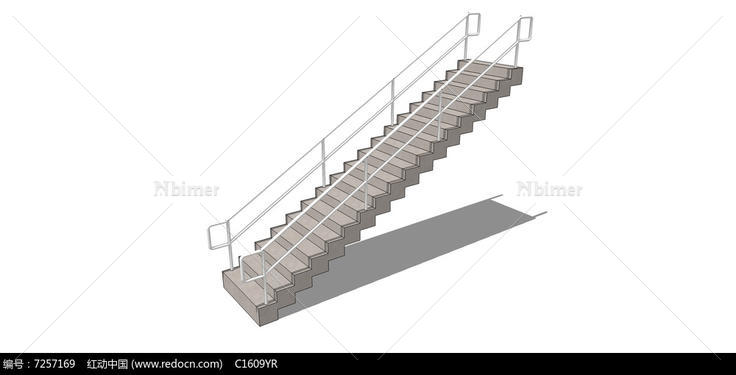 简约浅色楼梯SU模型