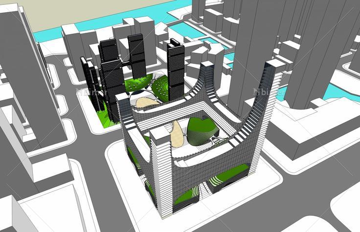 现代综合办公区(48979)su模型下载
