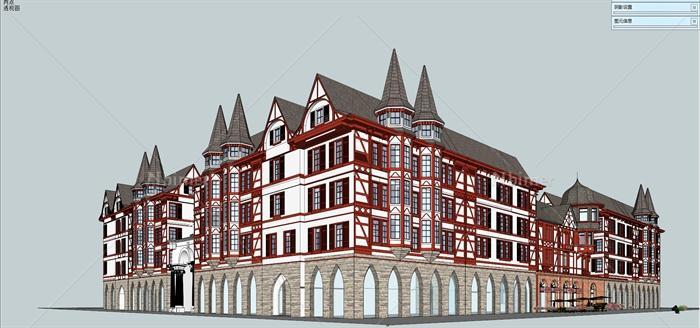 瑞士风格商业建筑楼设计su模型[原创]
