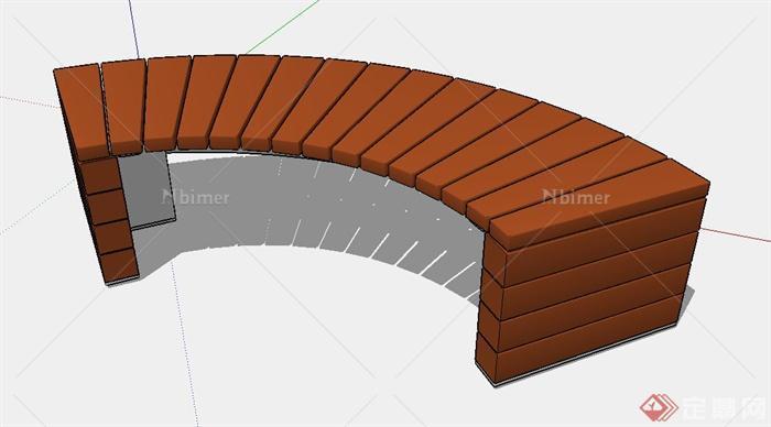弧形坐凳设计SU模型[原创]